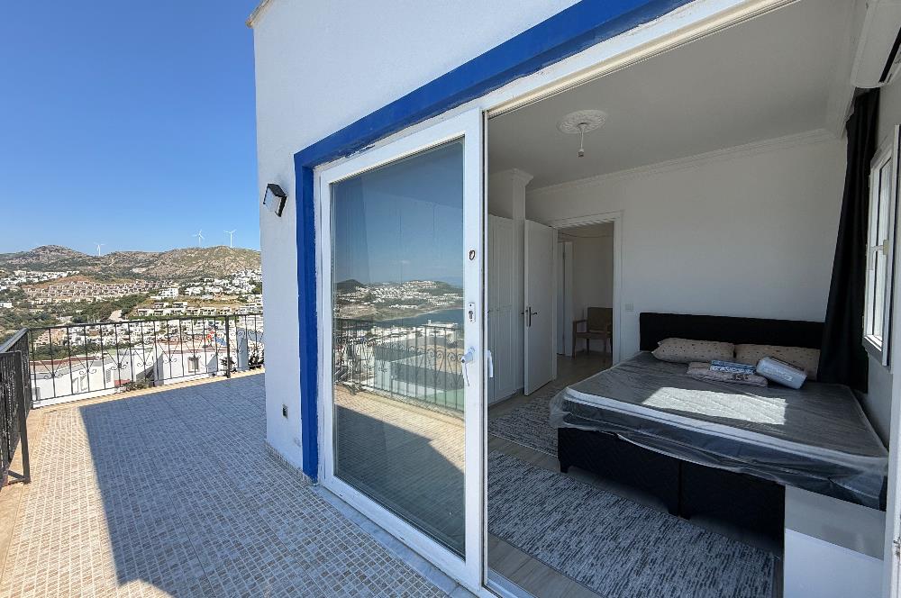 Bodrum Gümüşlük Koyunbaba’da Kiralık Eşyalı Deniz Manzaralı 3+1 Dubleks 