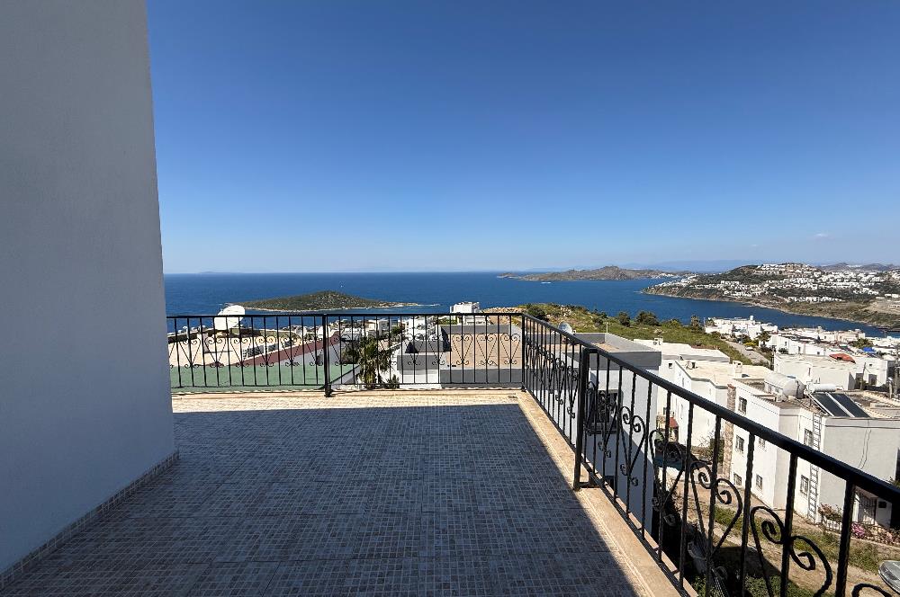 Bodrum Gümüşlük Koyunbaba’da Kiralık Eşyalı Deniz Manzaralı 3+1 Dubleks 