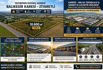 BALIKESİR KARESİ 10,600M2 İMARA SINIR ANAYOLA CEPHE ELEKTRİK SU - 1 - 34276