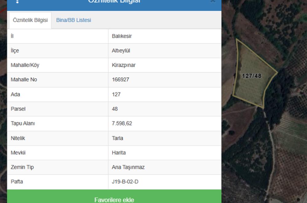 C21 BAL'dan ALTIEYLÜL KİRAZPINAR KÖYÜNDE SATILIK TARLA