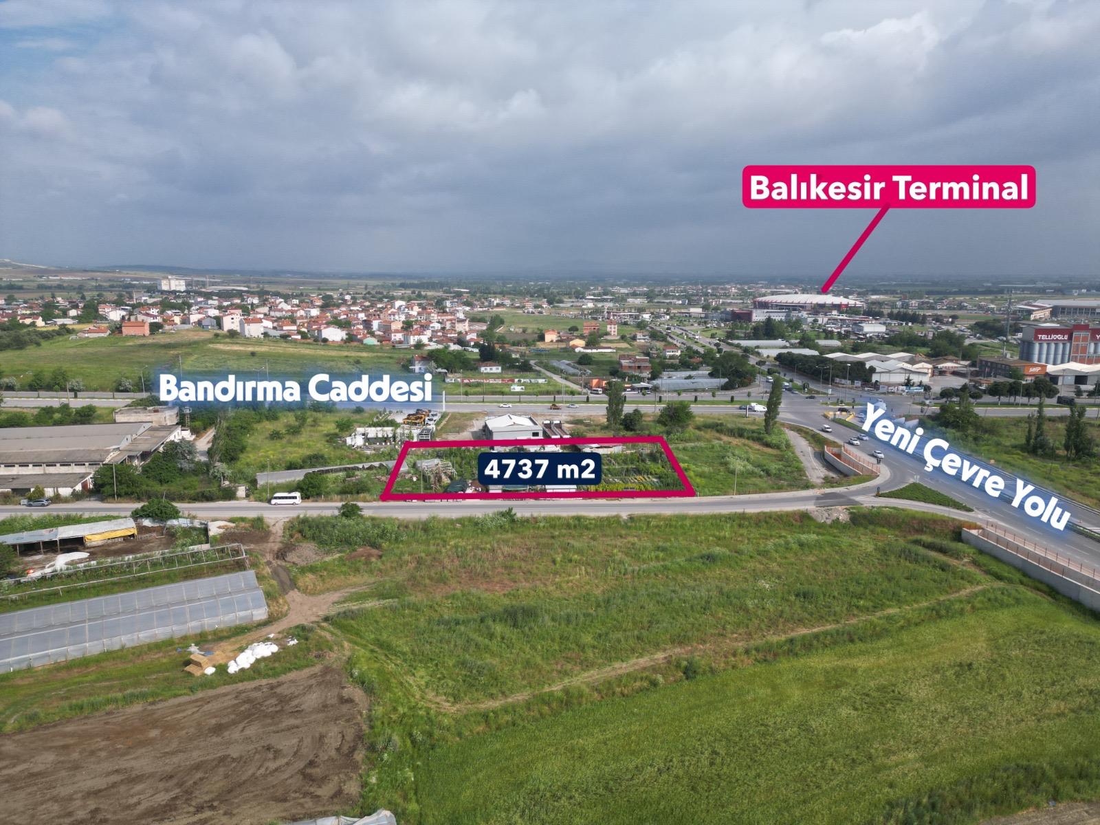 KARESİ YENİMAHALLE'DE 4736 m2 T1 TİCARİ İMARLI SATILIK ARSA