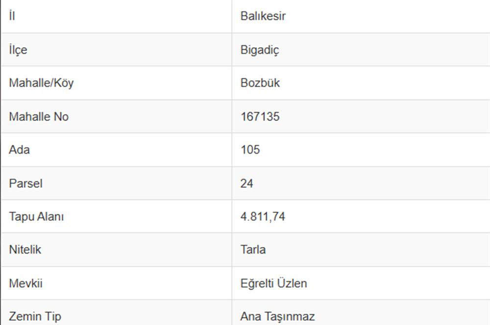C21 Bal'dan Bigadiç Bozbük Mahallesinde Satılık Tarla