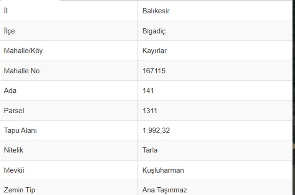 C21 Bal'dan Bigadiç Kayırlar Mahallesinde Satılık Tarla