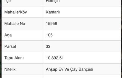 RİZE HEMŞİN KANTARLI KÖYÜN'DE 14544 M2 SATILIK TARLA