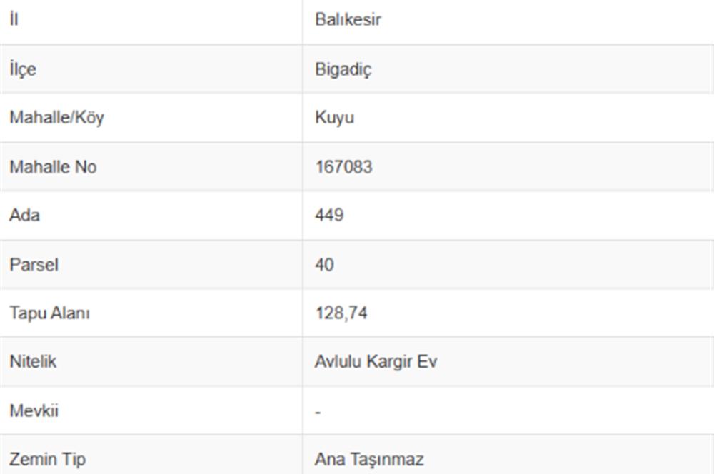 C21 Bal'dan Bigadiç Kuyu Mahallesinde Satılık Avlulu Kargir Ev ve Arsası