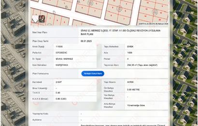 Sivas Merkez Karşıyaka Mahallesi 2 Kat Konut İmarlı 291 m² Arsa