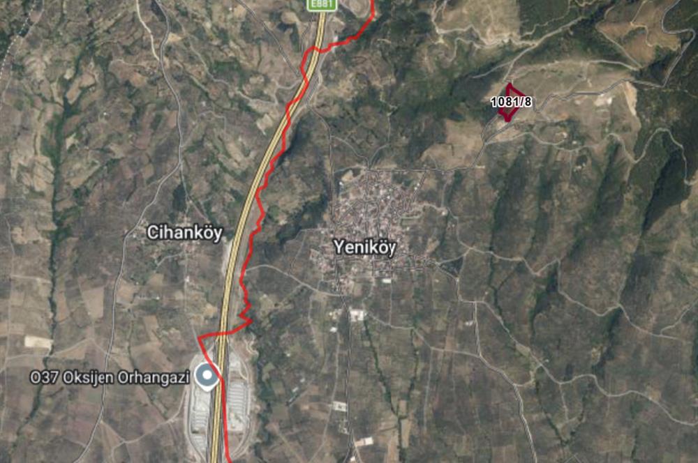 ORHANGAZİ YENİKÖY’DE, KÖYE ÇOK YAKIN-  ÇİFT YOLA CEPHE 15.096 M2 MÜSTAKİL TARLA  