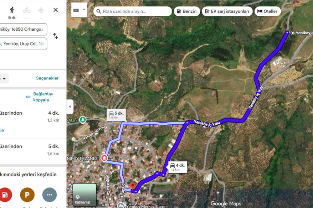 ORHANGAZİ YENİKÖY’DE, KÖYE ÇOK YAKIN-  ÇİFT YOLA CEPHE 15.096 M2 MÜSTAKİL TARLA  