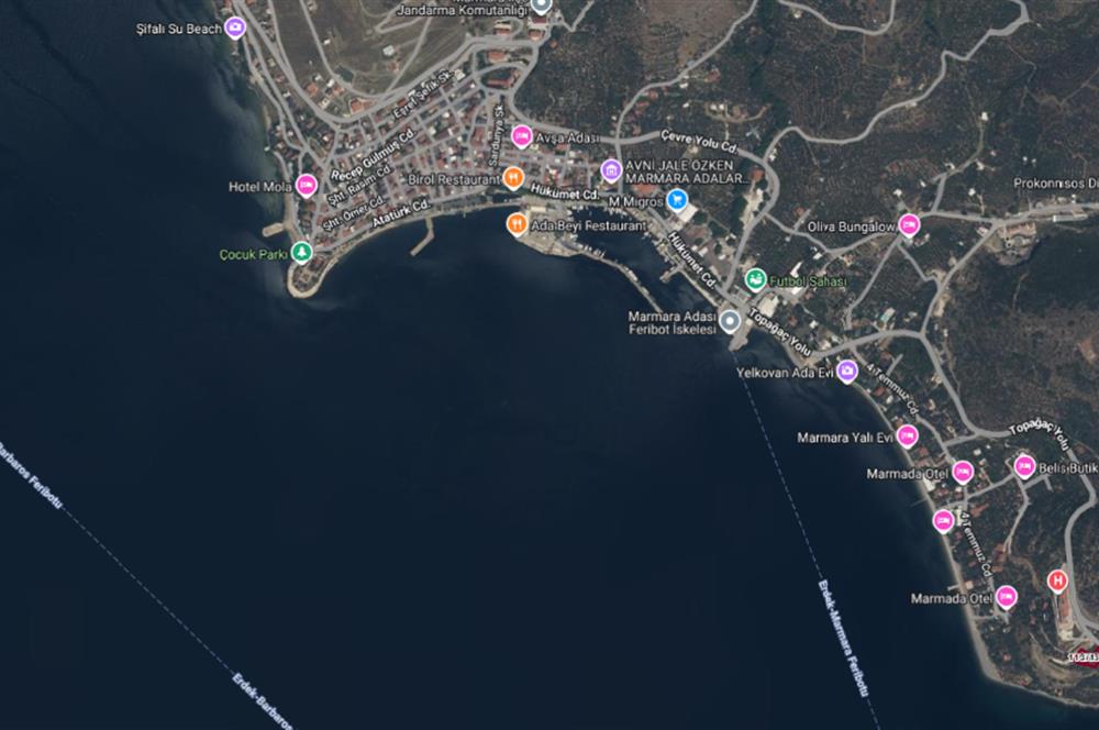 MARMARA ADASI MERKEZDE BİTİŞİK VE MÜSTAKİL SATILIK 1.367 M² TURİZM İMARLI ARSALAR