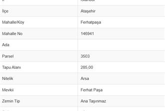 ATAŞEHİR FERHATPAŞA' DA SATILIK İMARLI 285 M2 ARSA - 1 - 35544