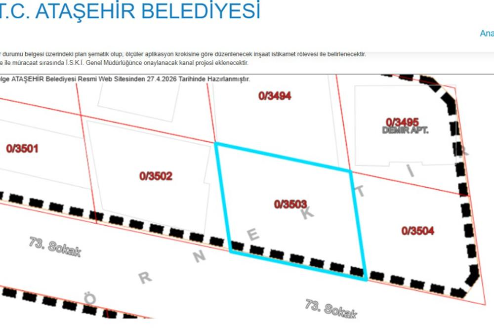 ATAŞEHİR FERHATPAŞA' DA SATILIK İMARLI 285 M2 ARSA