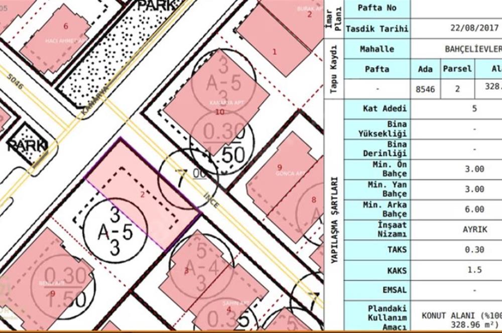 BALIKESİR BAHÇELİEVLER'DE 644 m² 5 KAT İMARLI KÖŞE PROJELİK ARSA
