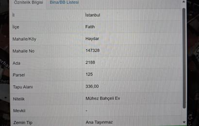 Fatih Cibali'de Satılık 6+2 Bahçeli Müstakil Ev ve Arsası