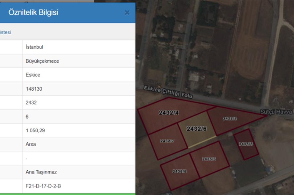 Büyükçekmece Eskice de Satılık Müstakil Tapulu Arsa
