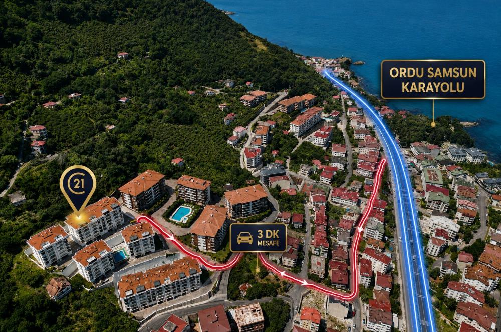 CENTURY 21'DEN ORDU ALTINORDU GÜZELYALI MAHALLESİ'NDE SATILIK LÜKS DENİZ MANZARALI DAİRE
