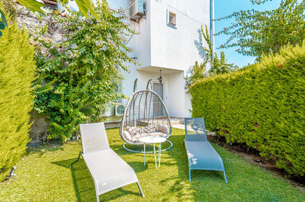 Bodrum Bitez Sarnıç Sitesi Plajlı 3+1 Satılık Bahçe Katı Daire