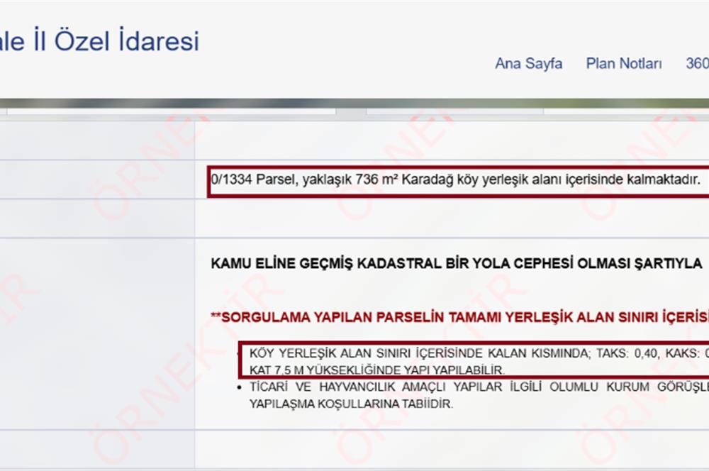 ÇANAKKALE ÇAN KARADAĞ KÖYÜNDE %40 2 KAT İMARLI ARSA