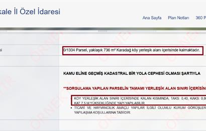 ÇANAKKALE ÇAN KARADAĞ KÖYÜNDE %40 2 KAT İMARLI ARSA