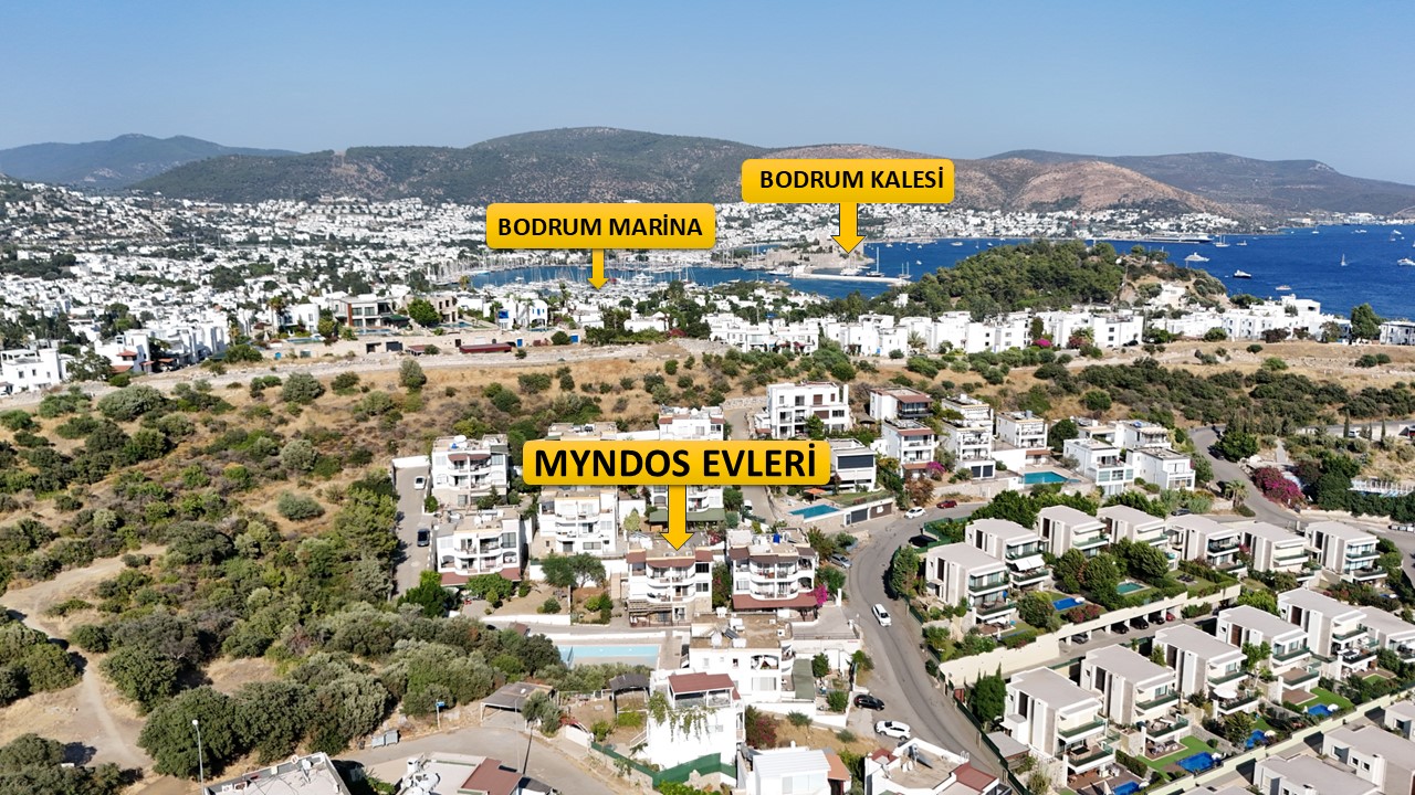 Bodrum Eskiçeşme Myndos Sitesi'nde Deniz Manzaralı 2+1 Satılık Daire | Orta Kat | Havuzlu Site