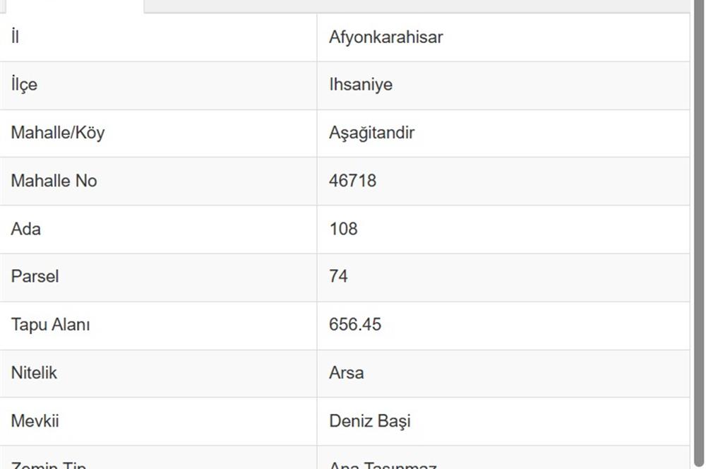 CENTURY 21 PLUS'DAN İHSANİYE AŞAĞITANDIR KÖYÜNDE İMARLI ARSA