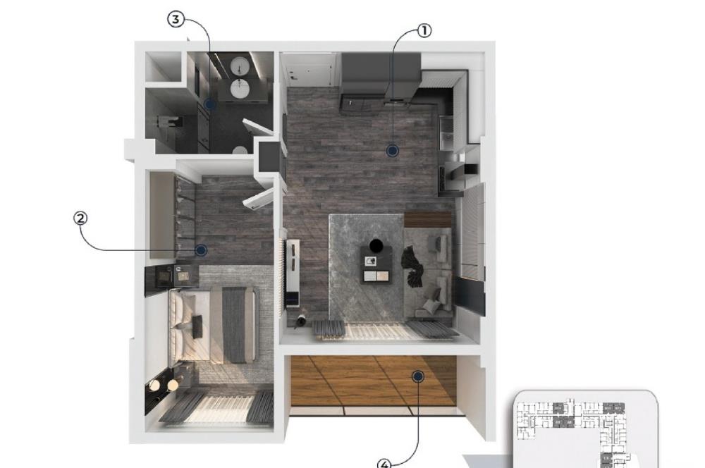 TERRACE AKILLI EV SİSTEMLİ, ÜST DÜZEY DONANIMLI 1+1 LÜKS DAİRE