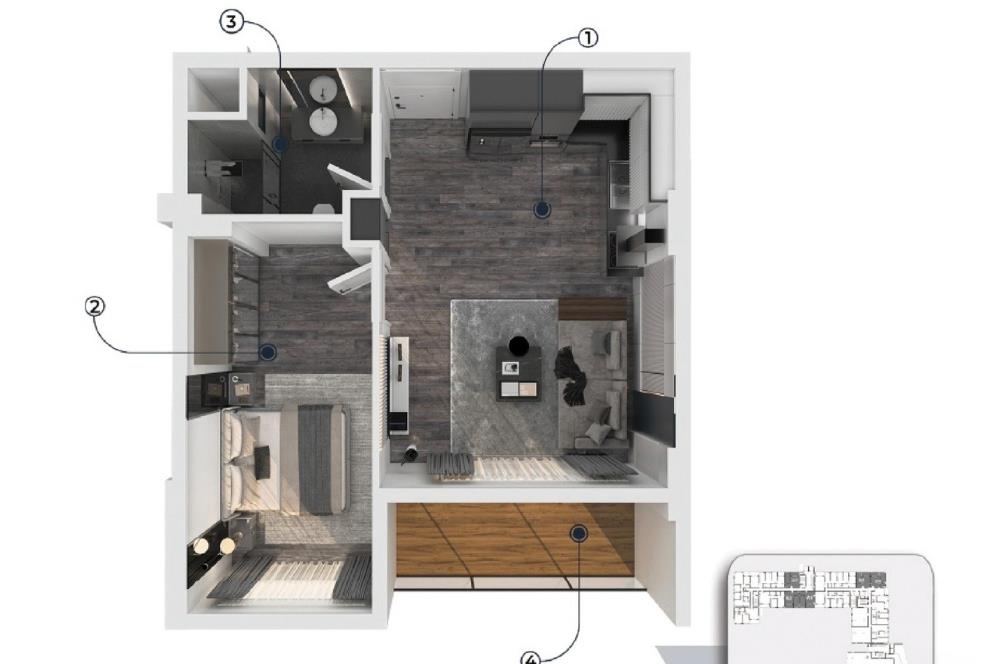TERRACE AKILLI EV SİSTEMLİ, ÜST DÜZEY DONANIMLI 1+1 LÜKS DAİRE