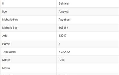 BALIKESİR YENİ MAH. TOKİ YANI 3332 M2 10 KAT İMARLI SATILIK ARSA