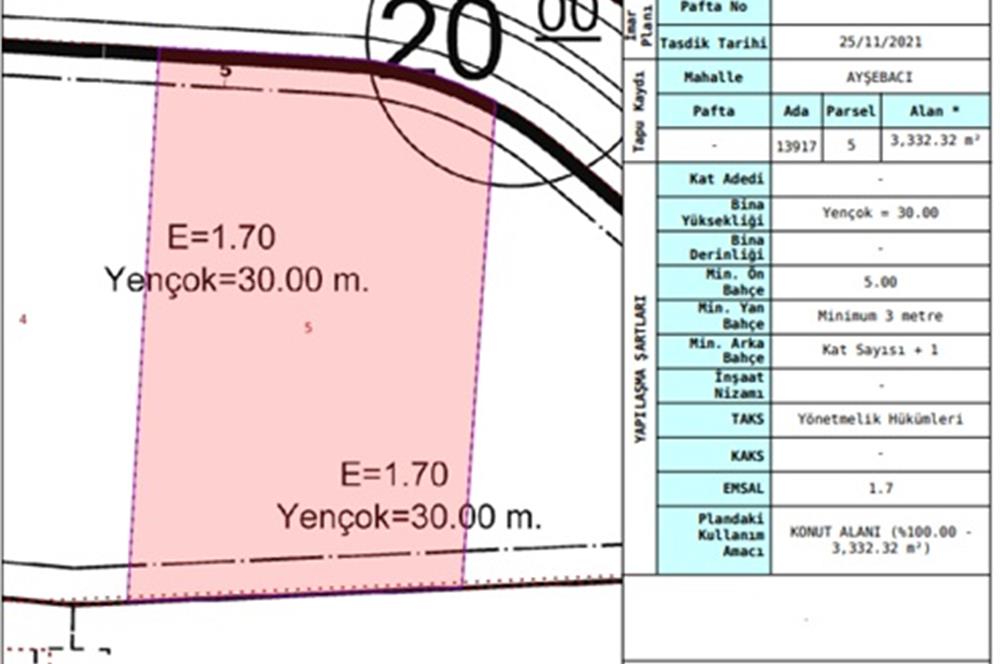 BALIKESİR YENİ MAH. TOKİ YANI 3332 M2 10 KAT İMARLI SATILIK ARSA