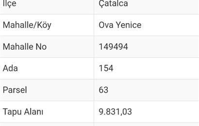 ÇATALCA OVAYENİCEDE  ÇAP VE MUVAFAKATNAMELİ SATILIK 2 DÖNÜM TARLA