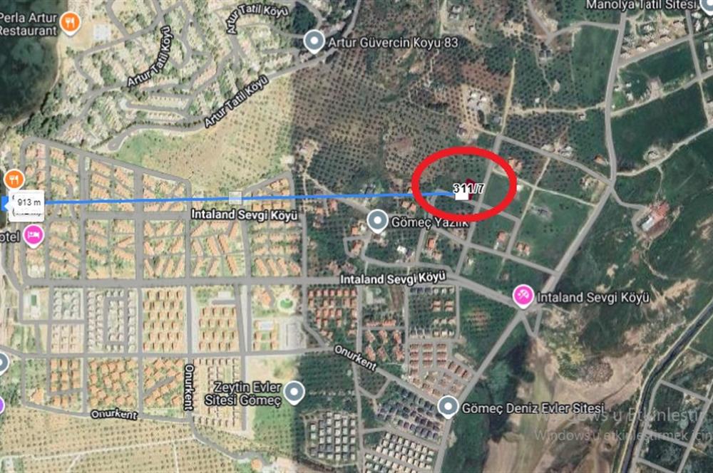 Gömeç Karaağaç'ta Satılık, 506 m² Villa Arsası