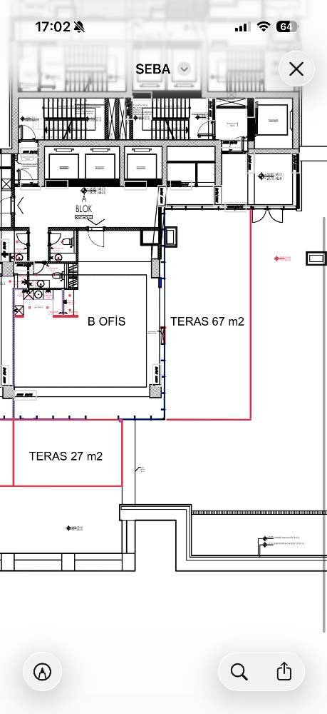 Seba Central Kiralık Ofis 131m2+538m2Teras(+134m2 Kapatılabilir)