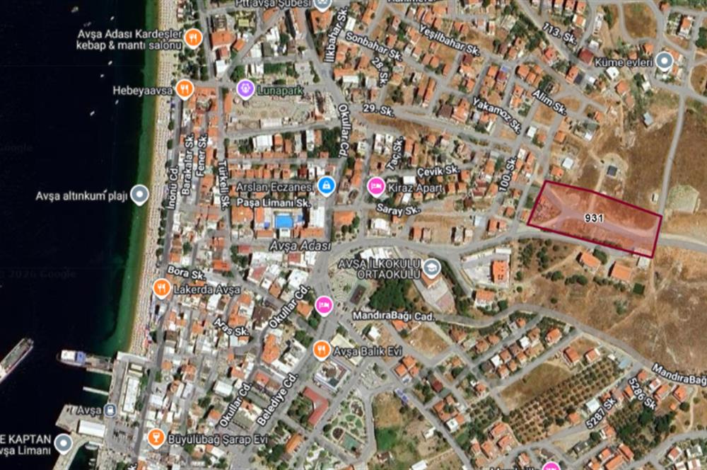 AVŞA MERKEZDE İSKELEYE ÇOK YAKIN DENİZ MANZARALI 670 m² HİSSE