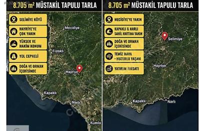 SELİMIYE KÖYÜNDE 8.705 m' MÜSTAKIL TAPULU Arsa