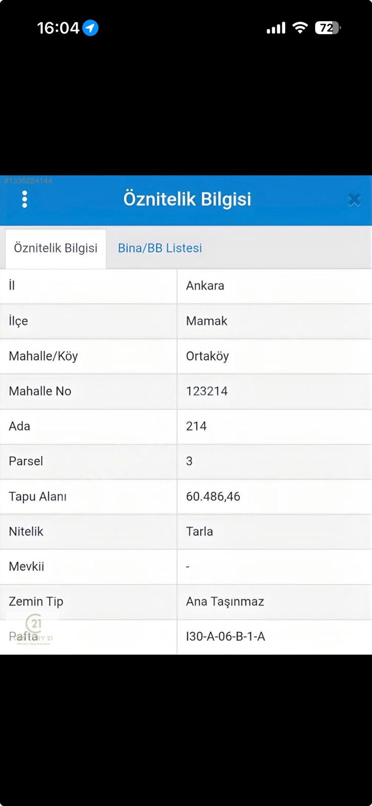 MAMAK TOKİYE SINIR, ÜNİVERSİTE PLAN ALANINDA YATIRIMLIK TARLA