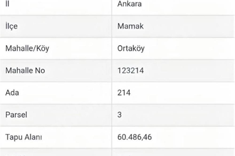 MAMAK TOKİYE SINIR, ÜNİVERSİTE PLAN ALANINDA YATIRIMLIK TARLA