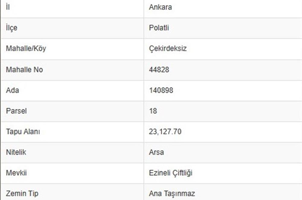 POLATLI ÇEKİRDEKSİZ OSB'DE YAPI RUHSATLI ARSA