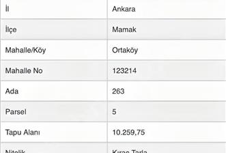 MAMAK ORTAKÖY OSB İMAR PLANI İÇERİSİNDE FIRSAT ARSA - 1 - 36918