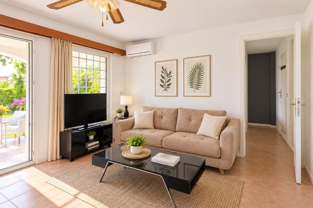 Bodrum Gündoğan’da Deniz Manzaralı Bahçe Katı Eşyalı 1+1 Kiralık Daire