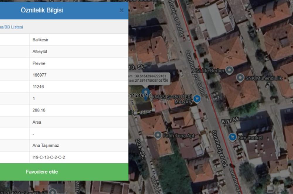Altıeylül Plevne'de Satılık Konut İmarlı Arsa