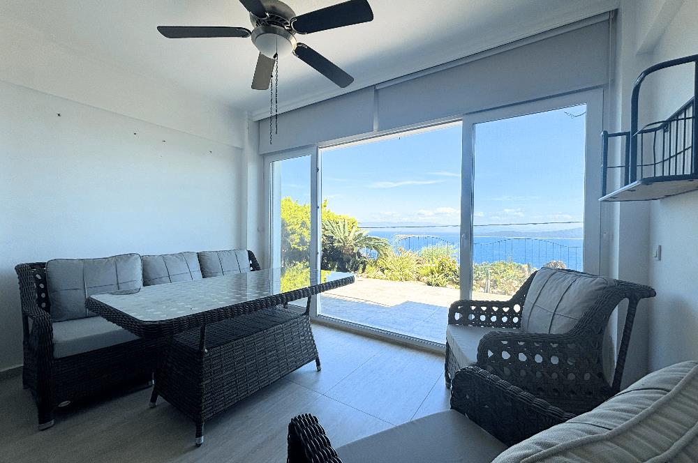 Bodrum Gündoğan Panoramik Deniz Manzaralı Satılık Bahçe Dubleksi