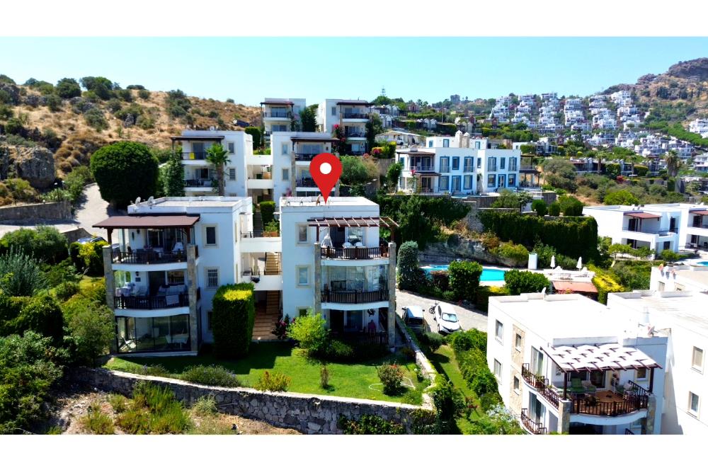 BODRUM GÜNDOĞAN BLUE BAY'DE KESİNTİSİZ DENİZ MANZARALI 2+1