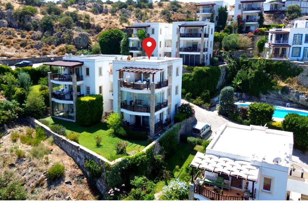 BODRUM GÜNDOĞAN BLUE BAY'DE KESİNTİSİZ DENİZ MANZARALI 2+1