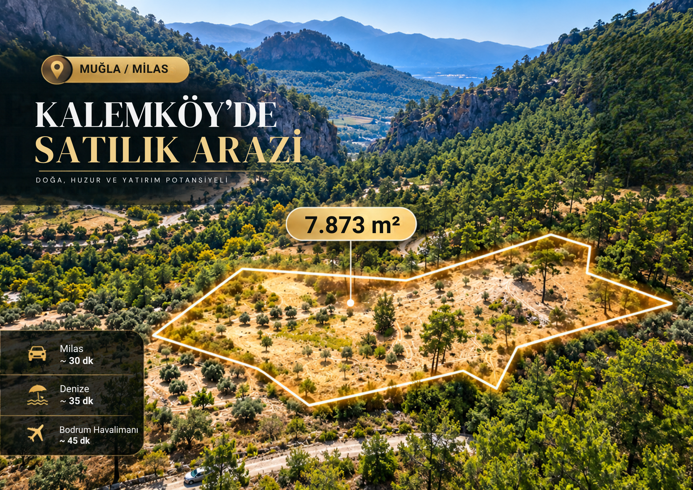 Muğla Milas Kalemköy’de 7.873 m² Satılık Arazi