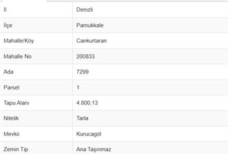 DENİZLİ, CANKURTARAN MAH. SATILIK YOL KENARI 4.800 M2 TARLA - 1 - 37710