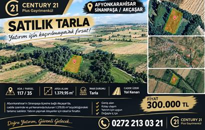CENTURY 21 PLUS'DAN SATILIK ARAZİ YOL KENARI