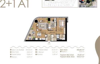 Alsancak Evora'da Deniz Manzaralı Sıfır 2+1 Kiralık Daire