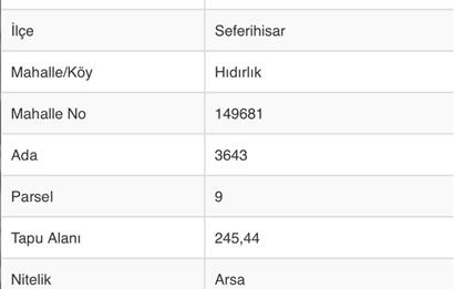 Seferihisar'da Denize Yakın Villa İmarlı Arsa