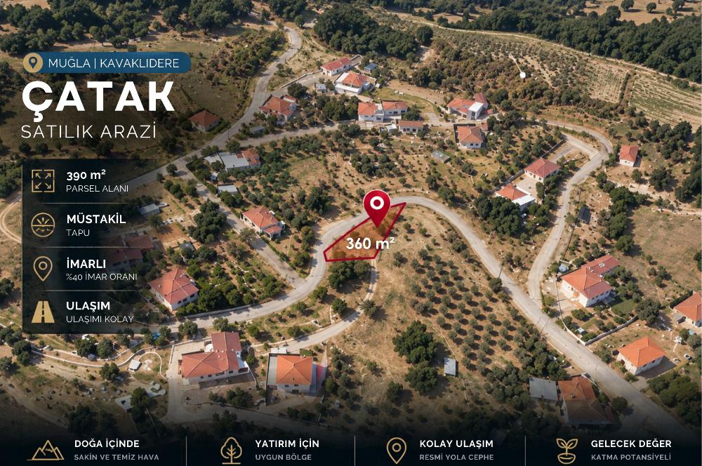 Muğla Kavaklıdere Çatak'da İmarlı 390 m² Satılık Arsa