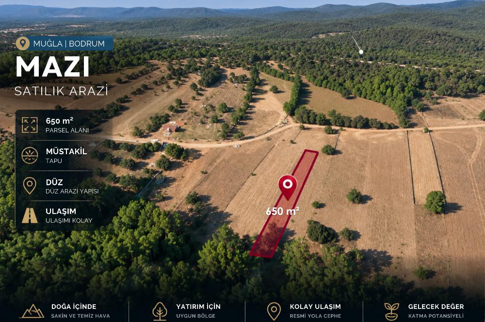 Bodrum Mazı'da 650 m² Satılık Arazi