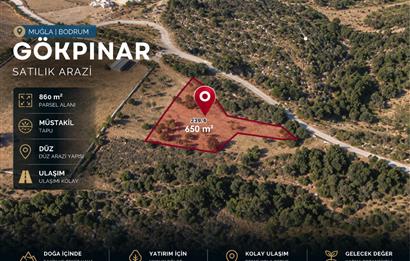 Bodrum Gökpınar'da 860 m²  Satılık Arazi